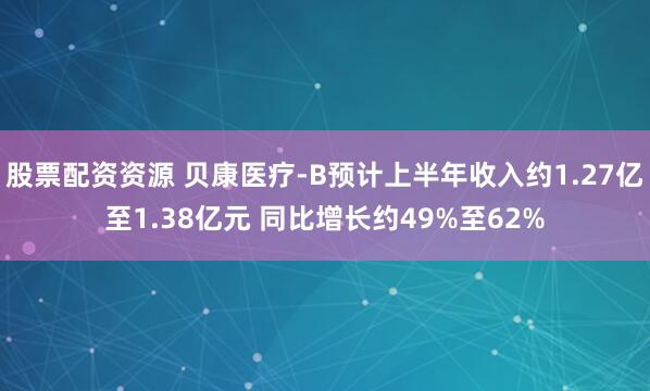 股票配资资源 贝康医疗-B预计上半年收入约1.27亿至1.38亿元 同比增长约49%至62%